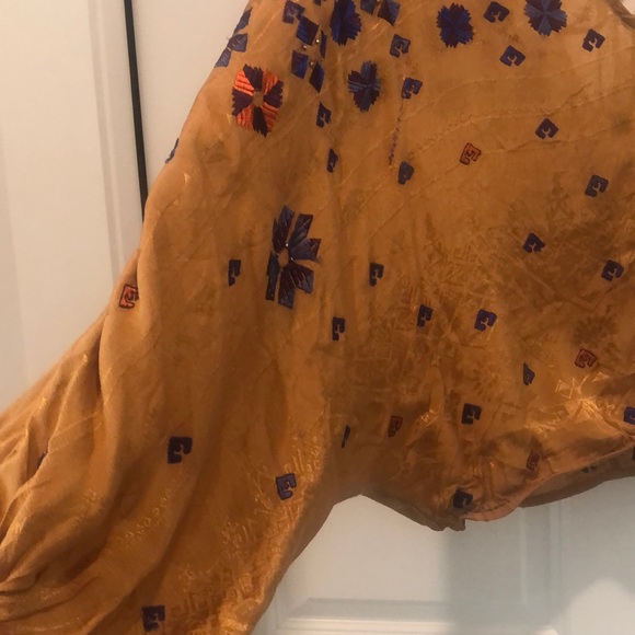 Free People Mustard Embroidered Top - Picture 2 of 6